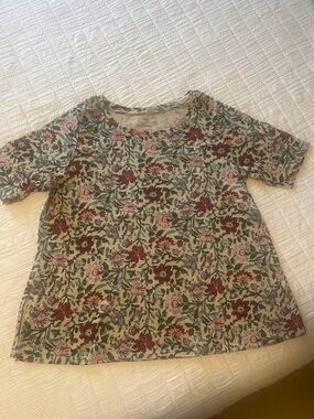 J. Jill Floral Tunic in Cream with Burgundy and Pink Flowers